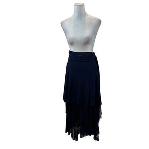 Brand new with Tags Fuzzi Brand Navy Blue Tiered Tulle Wrap‎ Skirt Size Medium